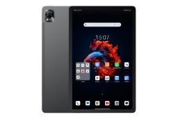 نمای کلی تبلت مگا 1 بلک ویو / Blackview MEGA 1 با نمایشگر روشن و نمایش دوربین پنل پشت رنگ خاکستری