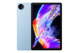 نمای کلی تبلت اسکال پد 90 بلک ویو / Blackview Oscal Pad 90 با نمایشگر روشن و نمایش دوربین پنل پشت رنگ آبی