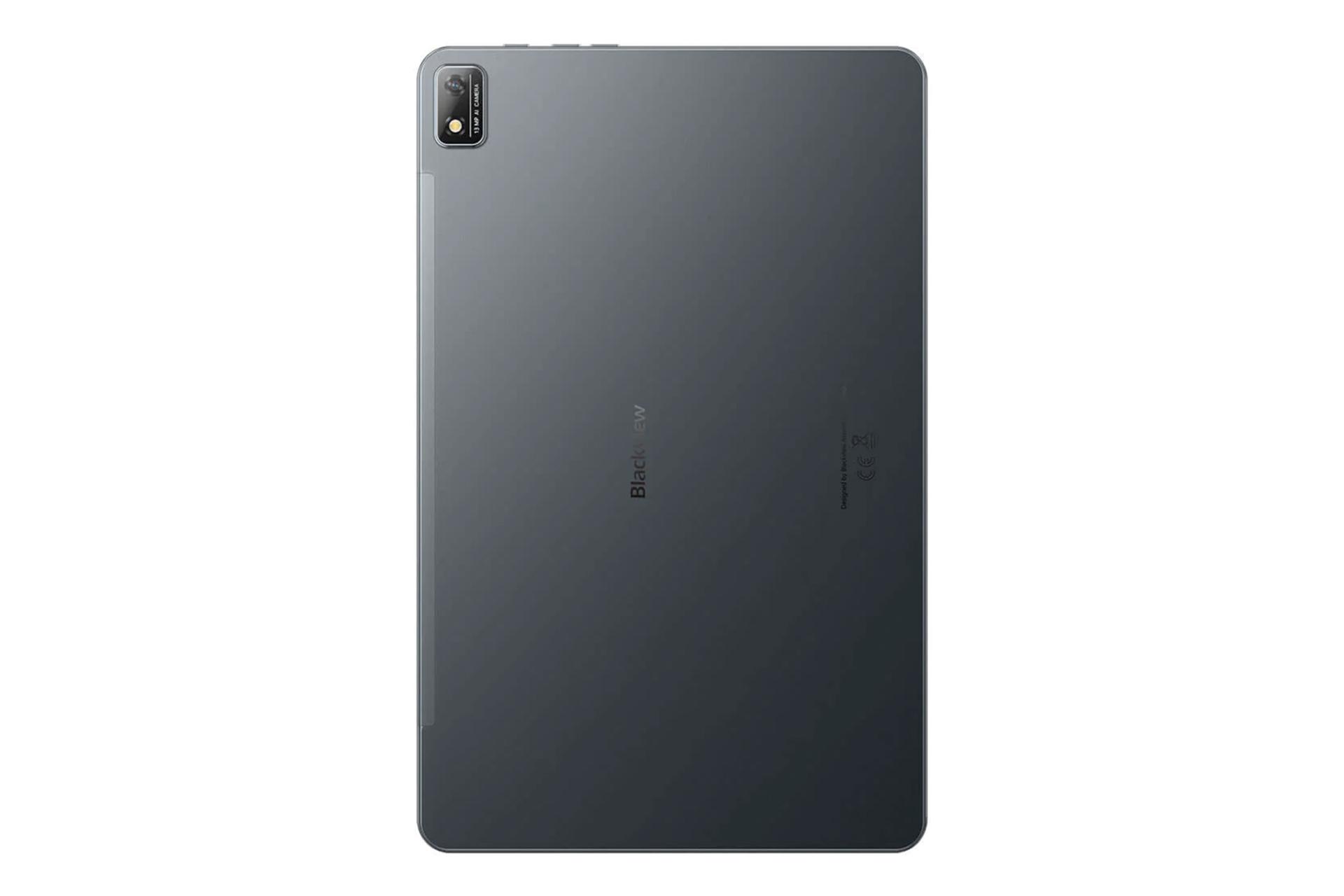 نمای پنل پشت تبلت تب 16 بلک ویو / Blackview Tab 16 با نمایش لوگو و دوربین پنل پشت رنگ خاکستری
