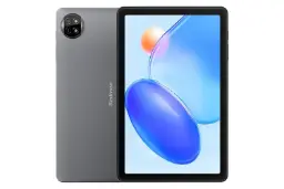 نمای کلی تبلت تب 20 WiFi بلک ویو / Blackview Tab 20 WiFi با نمایشگر روشن و نمایش لوگو و دوربین پنل پشت