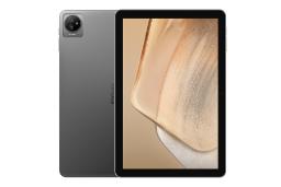 نمای کلی تبلت تب 30 WiFi بلک ویو / Blackview Tab 30 WiFi با نمایشگر روشن و نمایش لوگو و دوربین پنل پشت رنگ خاکستری
