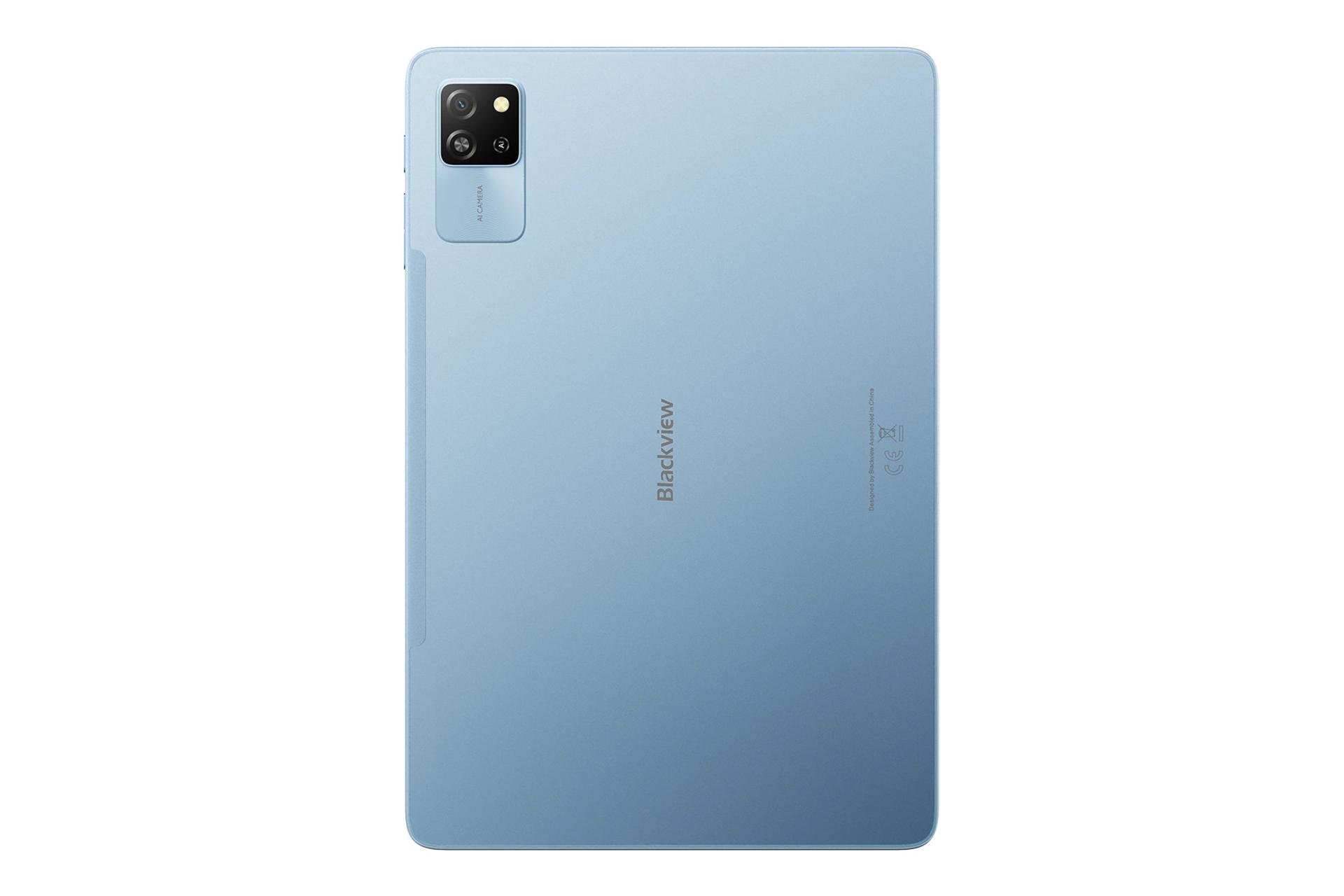 نمای پنل پشت تبلت تب 60 پرو بلک ویو / Blackview Tab 60 Pro با نمایش لوگو و دوربین پنل پشت رنگ آبی
