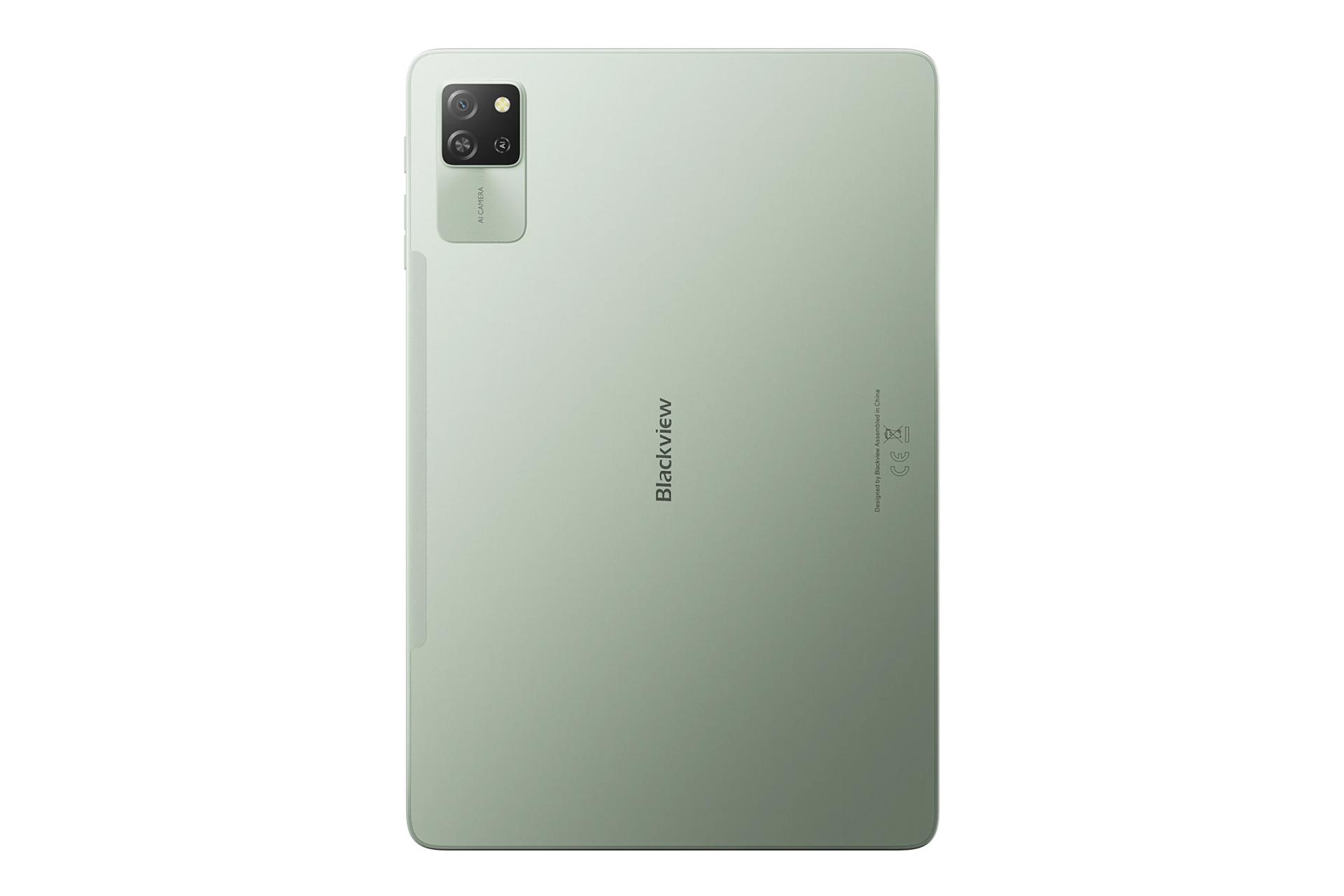 نمای پنل پشت تبلت تب 60 پرو بلک ویو / Blackview Tab 60 Pro با نمایش لوگو و دوربین پنل پشت رنگ سبز