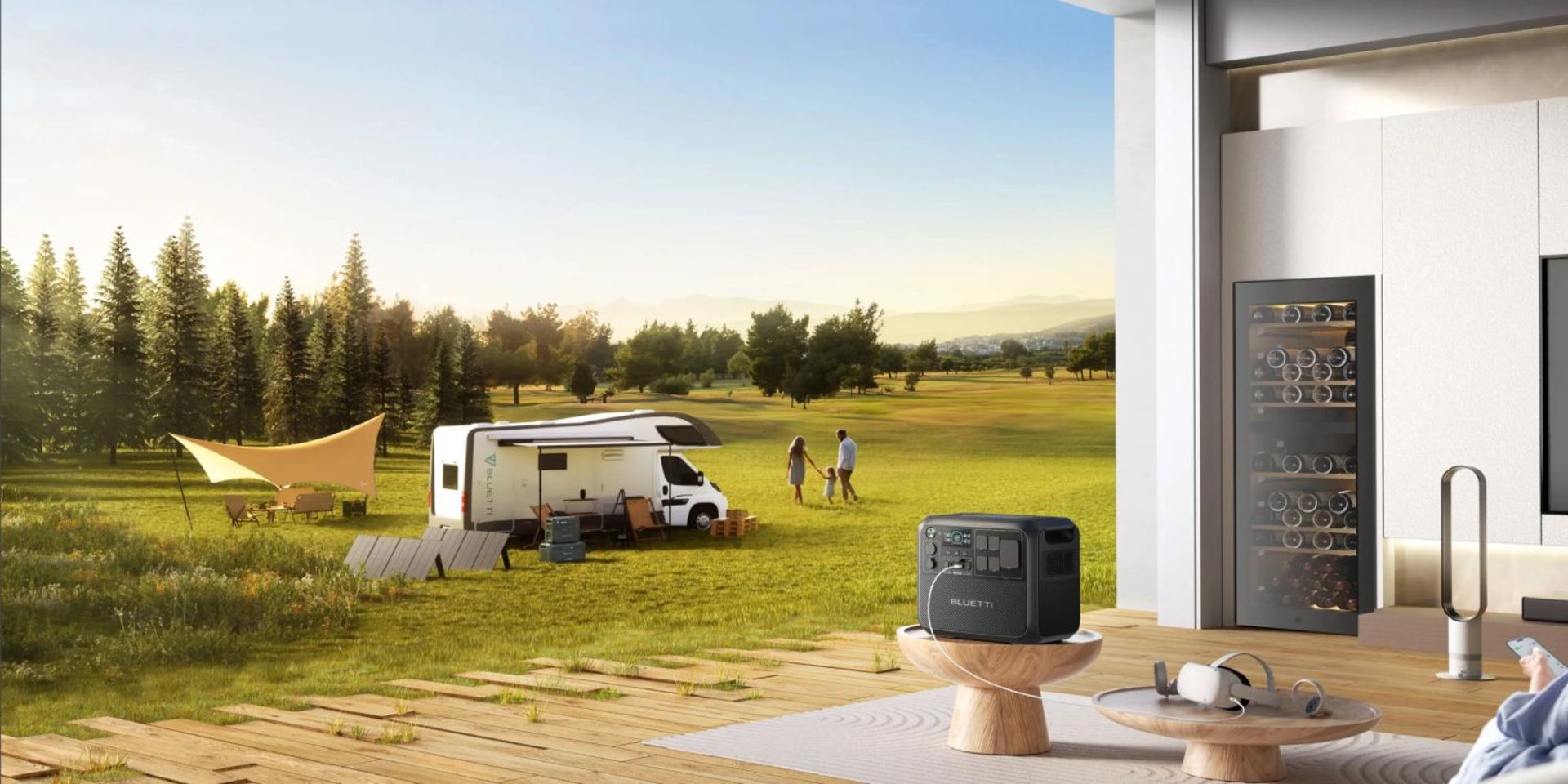 ژنراتور برق Bluetti در طبیعت به همراه خانواده و خودرو آن ها