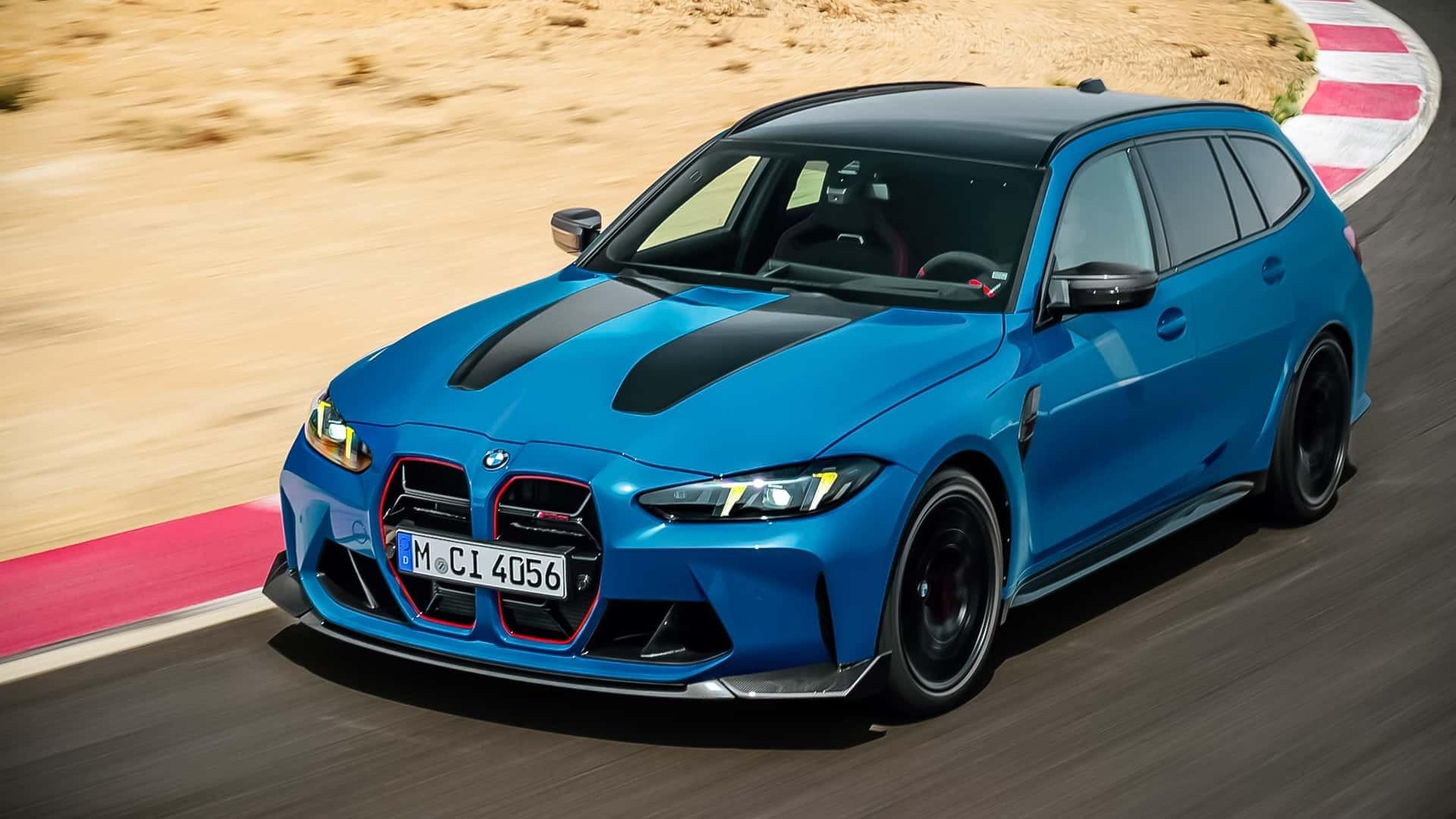 نمای سه‌چهارم جلو خودرو بی‌ام‌و M3 CS تورینگ