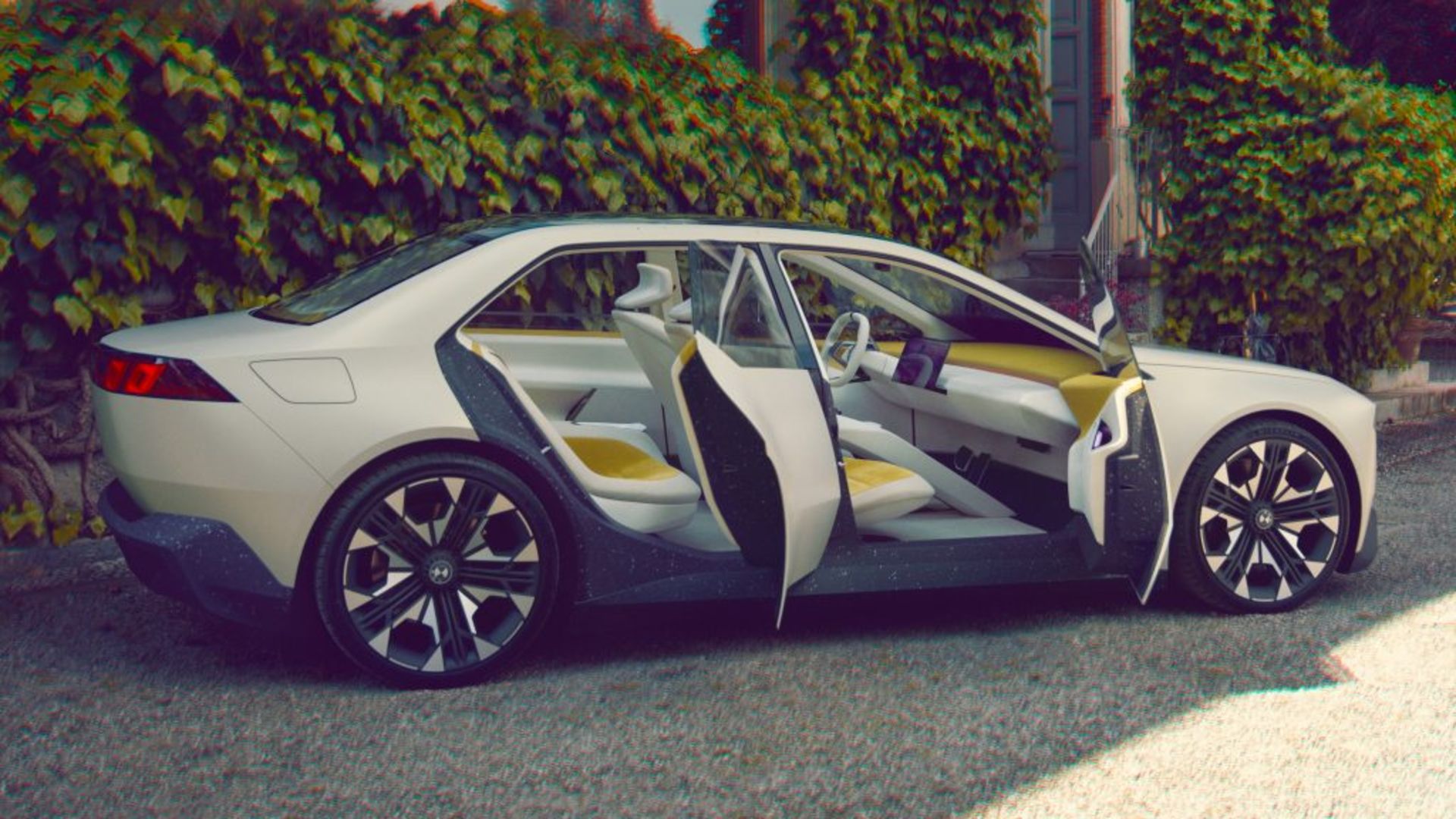 خودروی بی ام و ویژن Neue Klasse نمای کناری درهای باز 