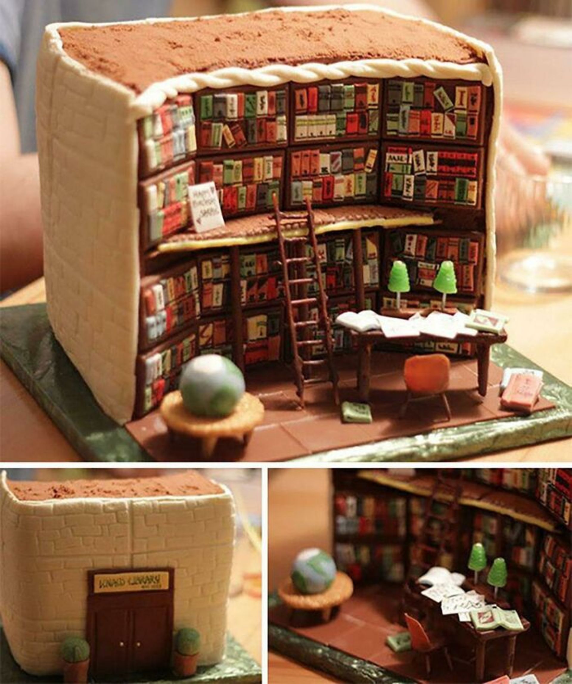 کیک با طراحی کتابخانه