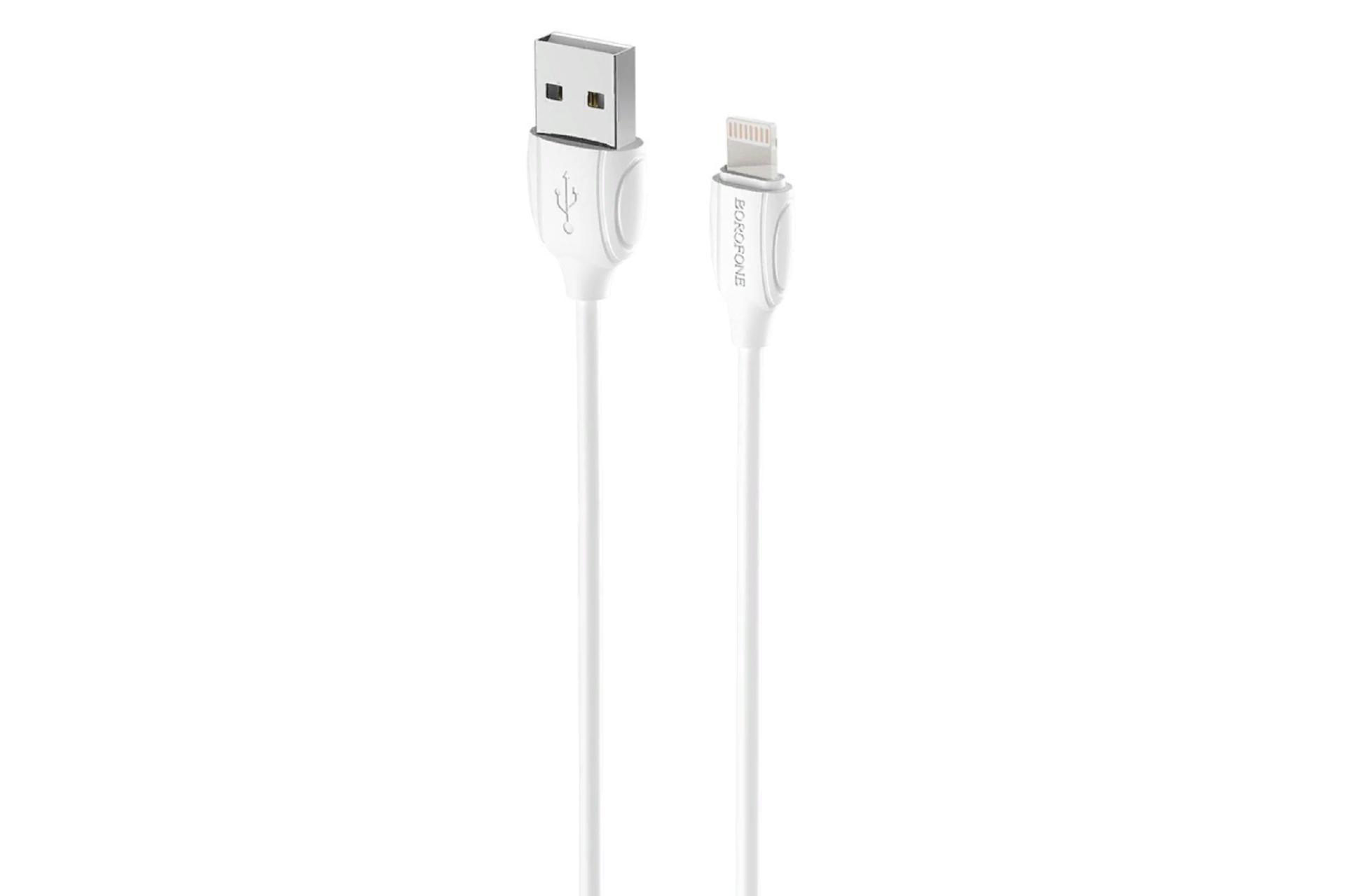 کابل شارژ USB بروفون Type-A به Lightning مدل BX19 با طول 1 متر رنگ سفید