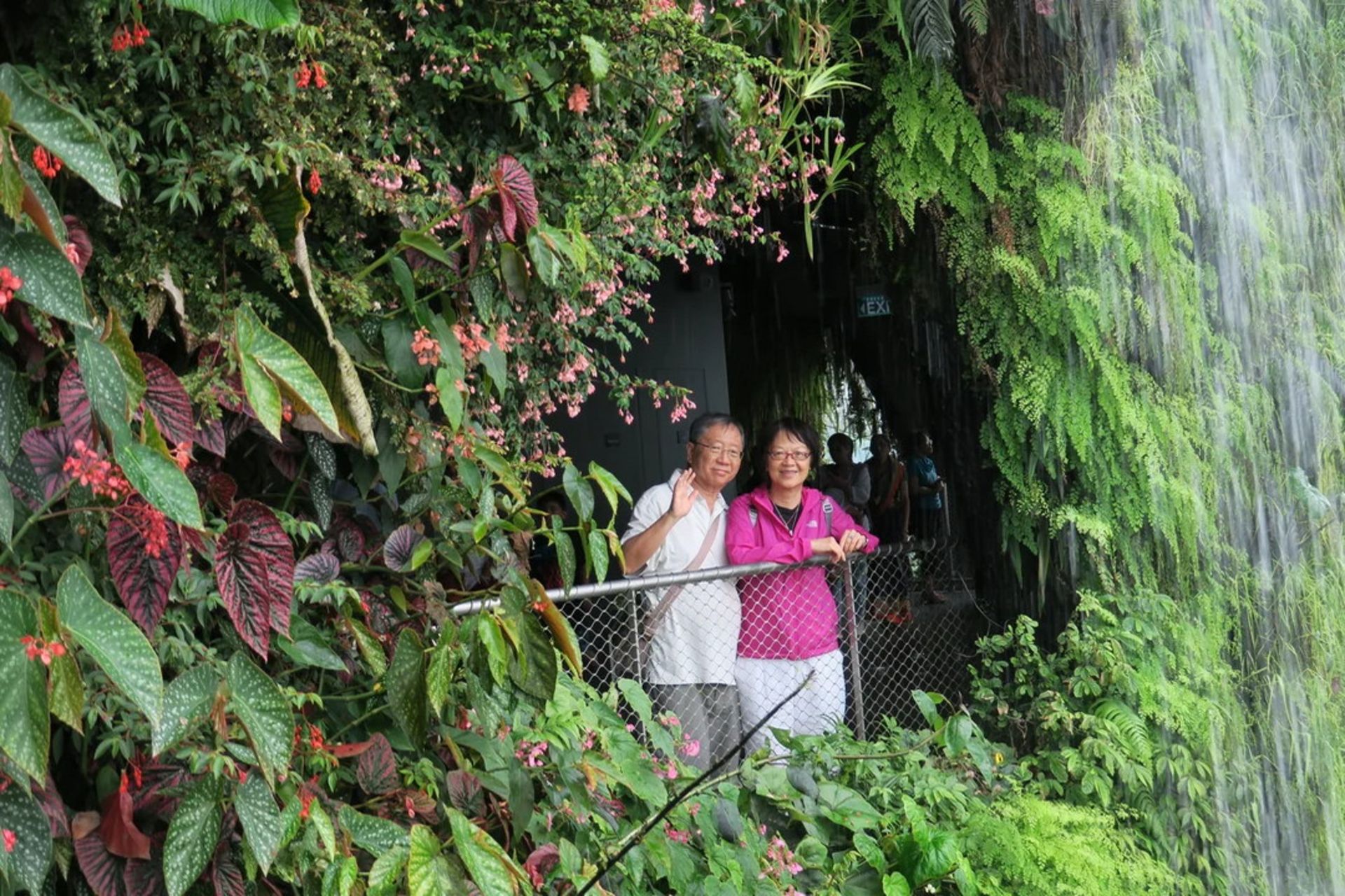 زن و مردی در محوطه کنار آبشار