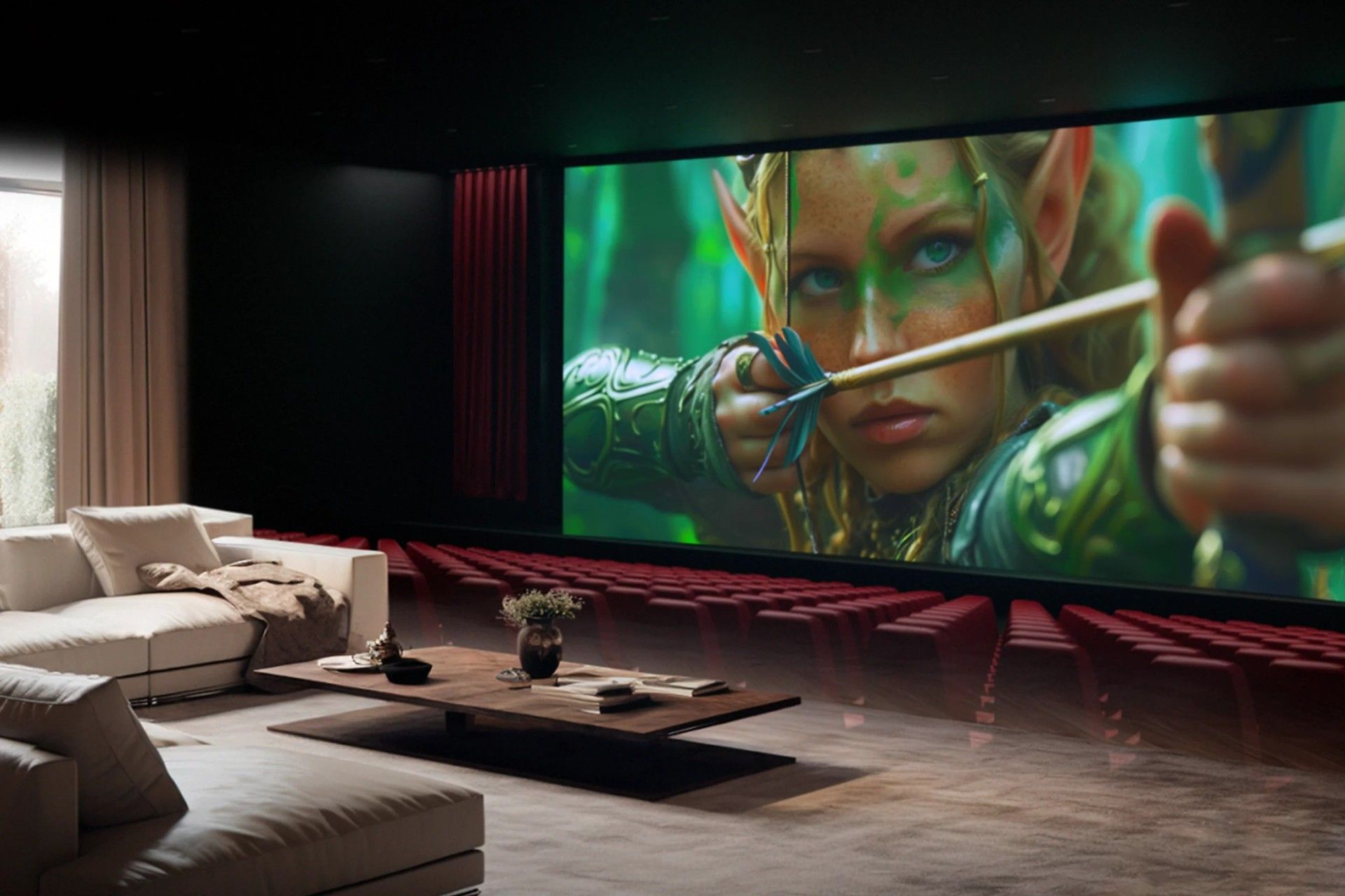 تلویزیون سونی در سالن پذیرایی خانه در حال نمایش صورت یک دختر