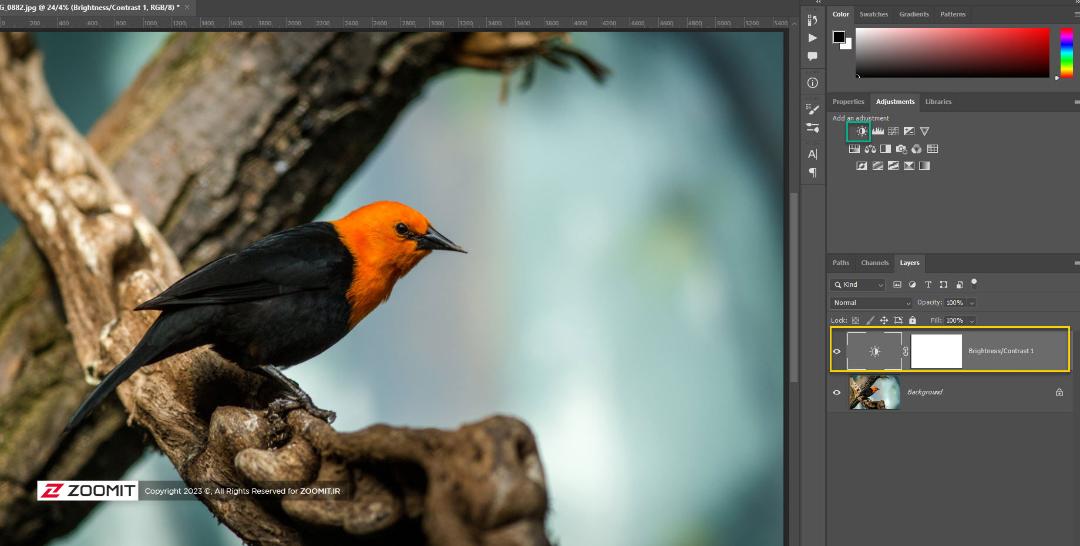 اجاستمنت brightness contrast در فتوشاپ