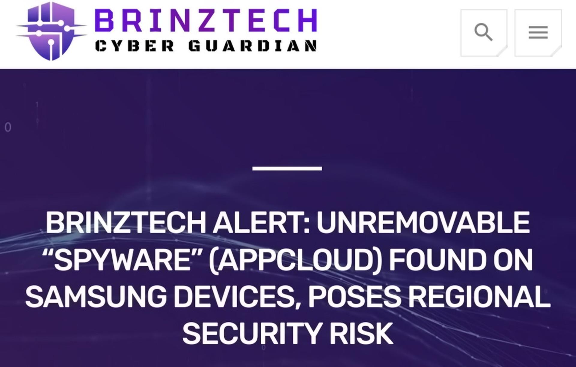 هشدار وبسایت Brinztech در مورد اپلیکیشن AppCloud 