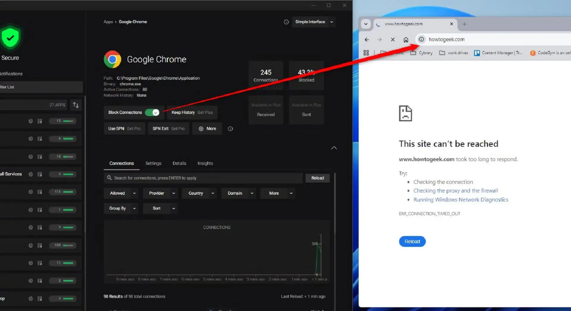 پیام خطای عدم دسترسی به سایت howtogeek.com در مرورگر گوگل کروم (Google Chrome)