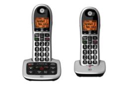 نمای رو به روی تلفن بی تی BT4600 Twin با نمایش پایه اصلی، پایه متحرک و گوشی بی سیم