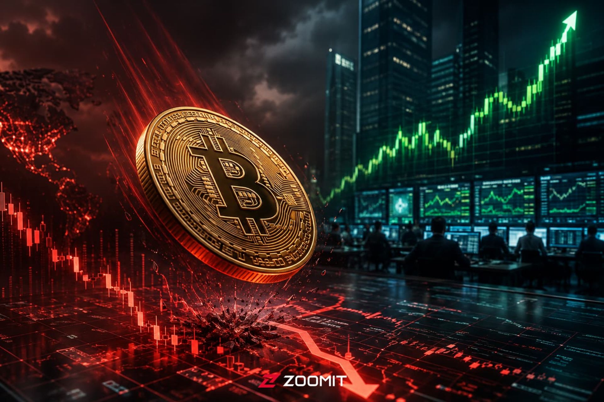 سقوط قیمت بیت کوین / Bitcoin / BTC طرح گرافیکی
