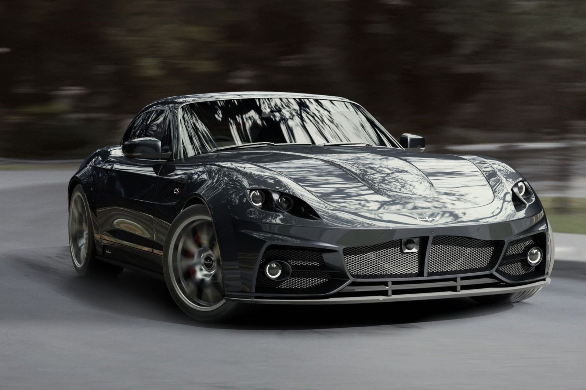 نمای سه‌چهارم جلو خودرو بوفوری CS8 در خیابان