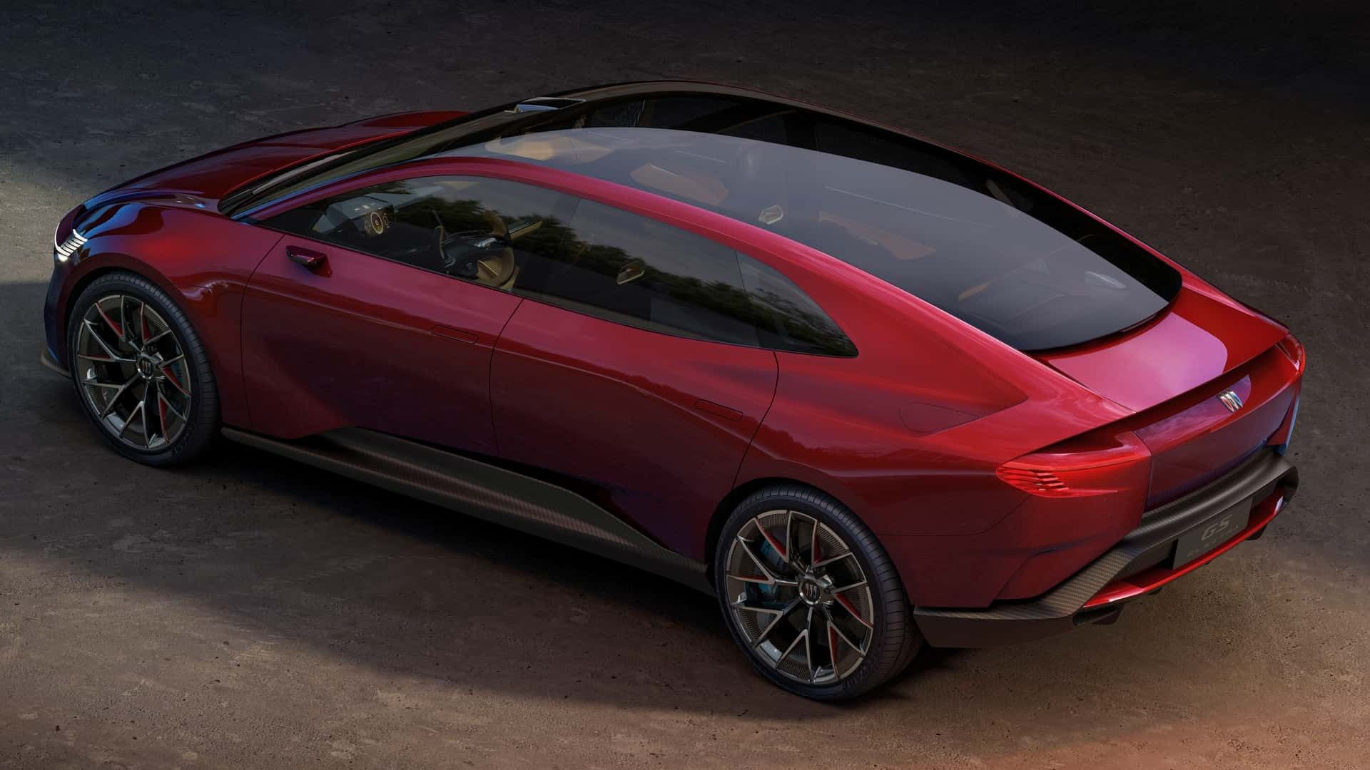 نمای سه‌چهارم عقب خودرو بیوک الکترا GS از بالا