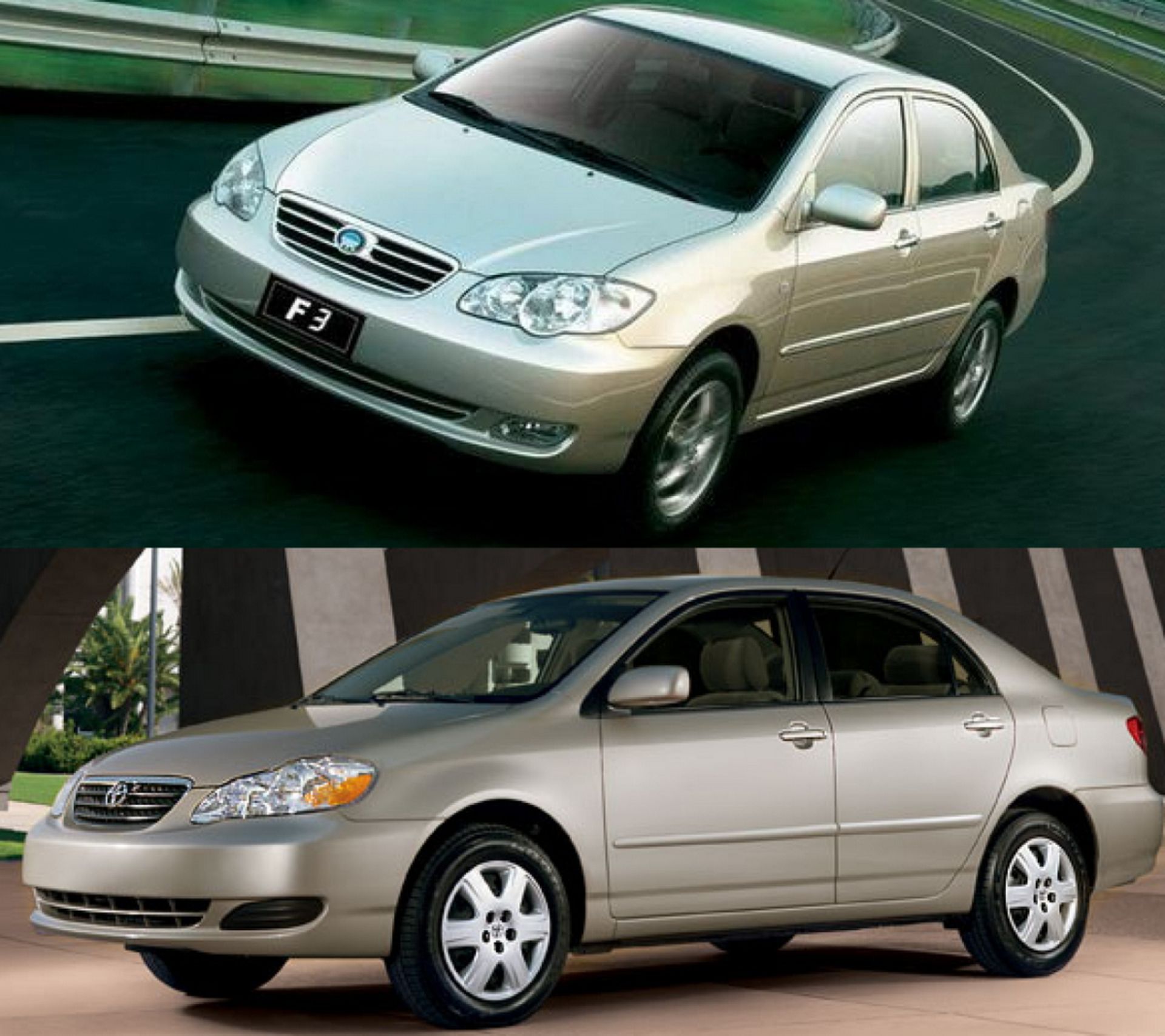 شباهت BYD F3 و تویوتا کرولا