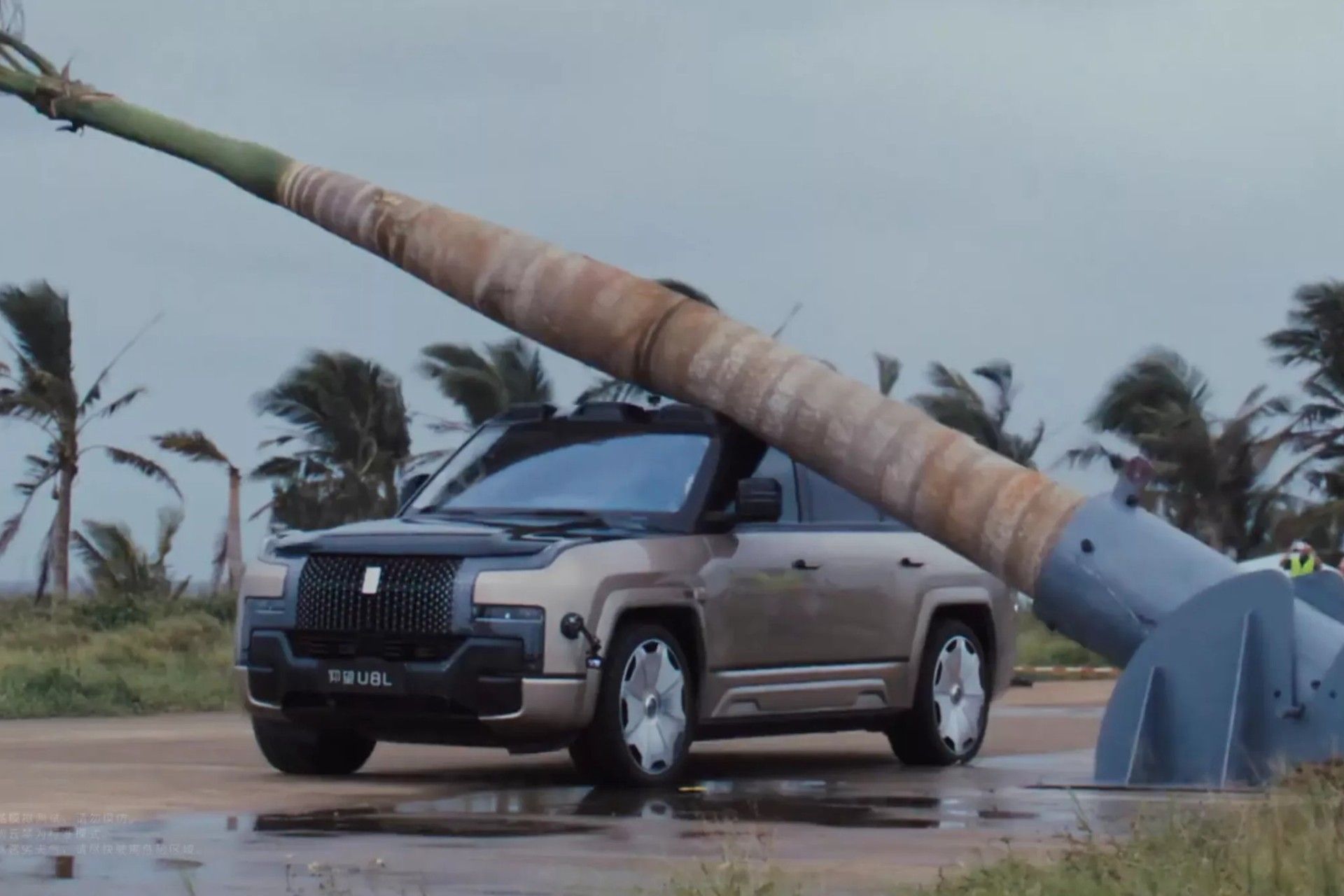 درخت افتاده روی خودرو BYD U8 