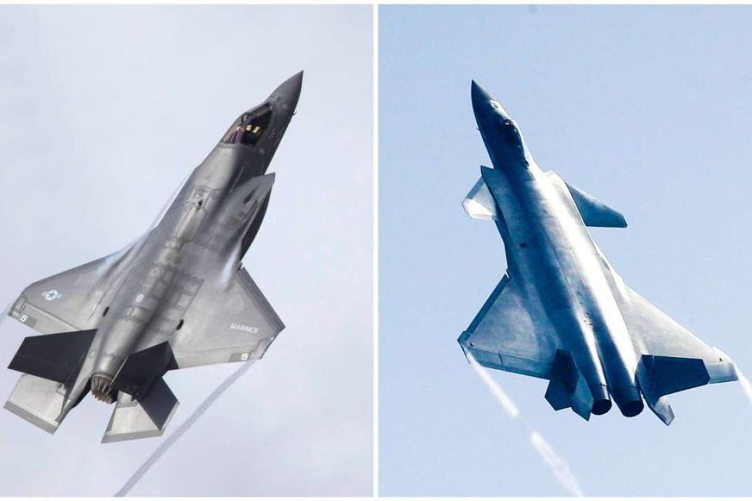 دو جنگنده J-20 و F-35 در کنار هم