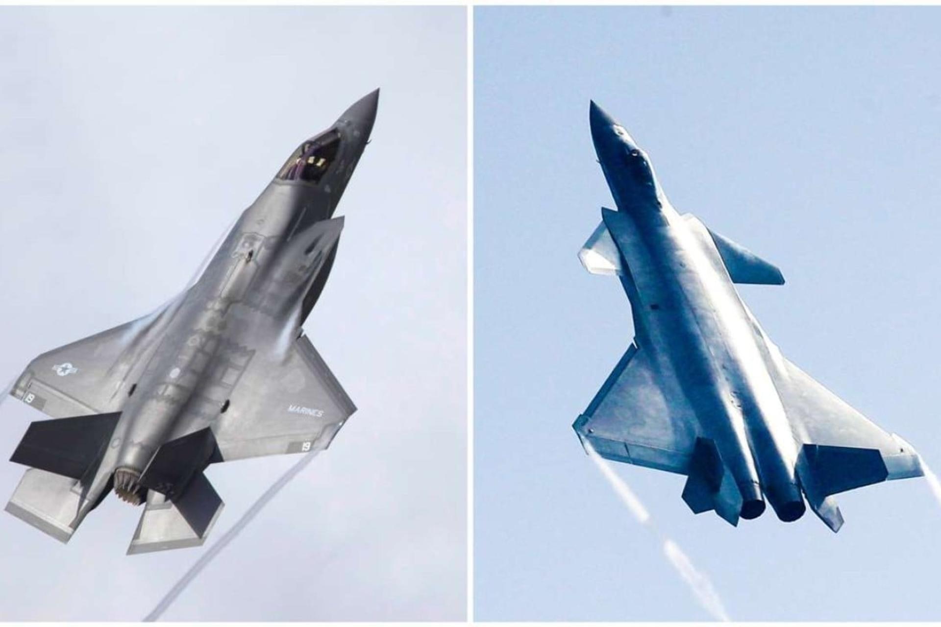 دو جنگنده J-20 و F-35 در کنار هم