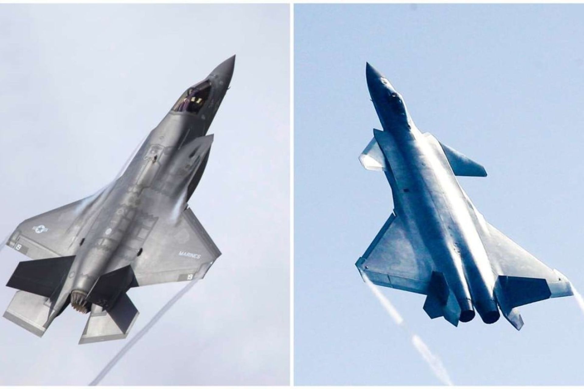 دو جنگنده J-20 و F-35 در کنار هم