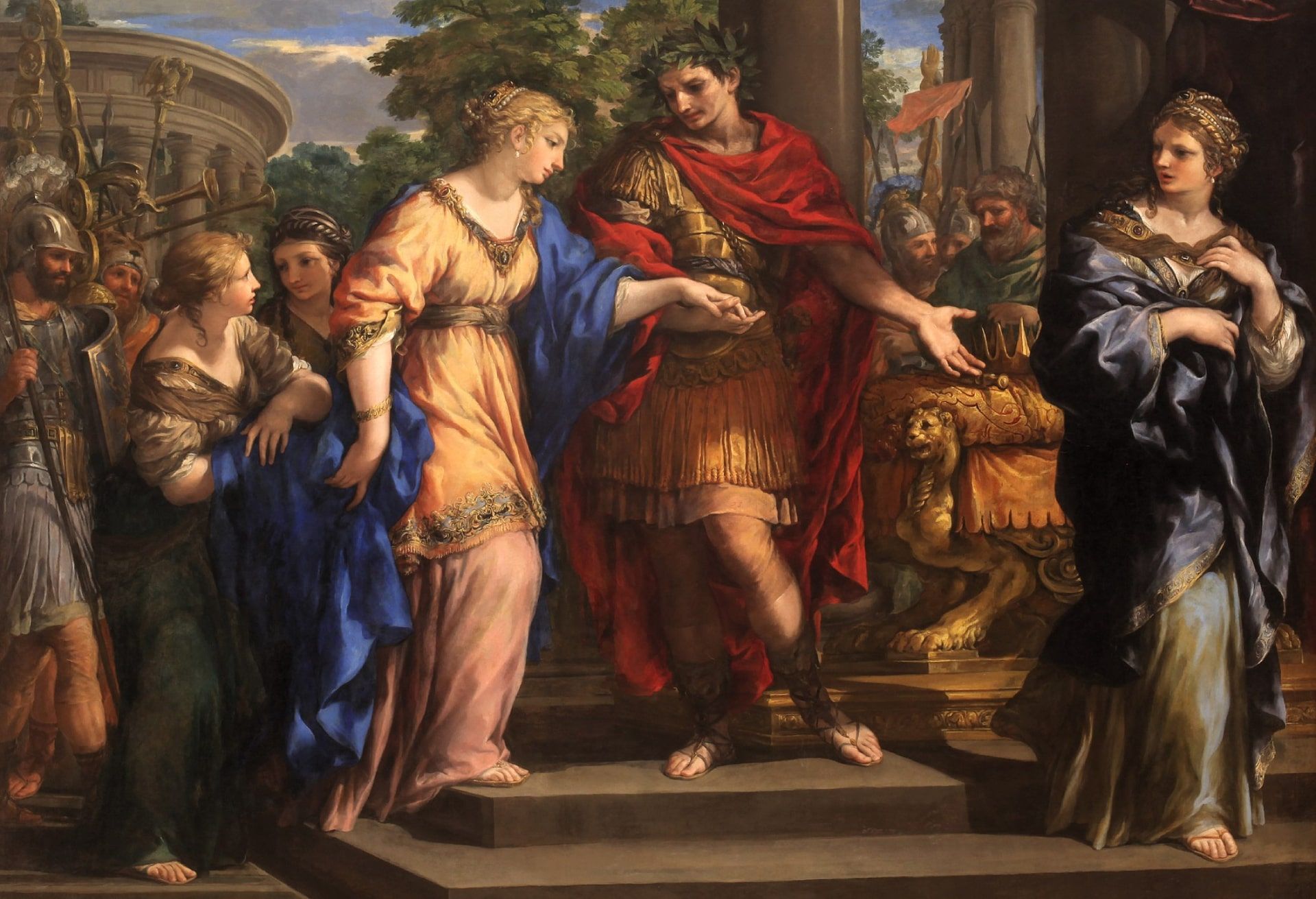 سزار تاج‌و‌تخت مصر را به کلئوپاترا اهدا می‌کند، اثر نقاش ایتالیایی قرن هفدهم پیترو دا کورتونا.