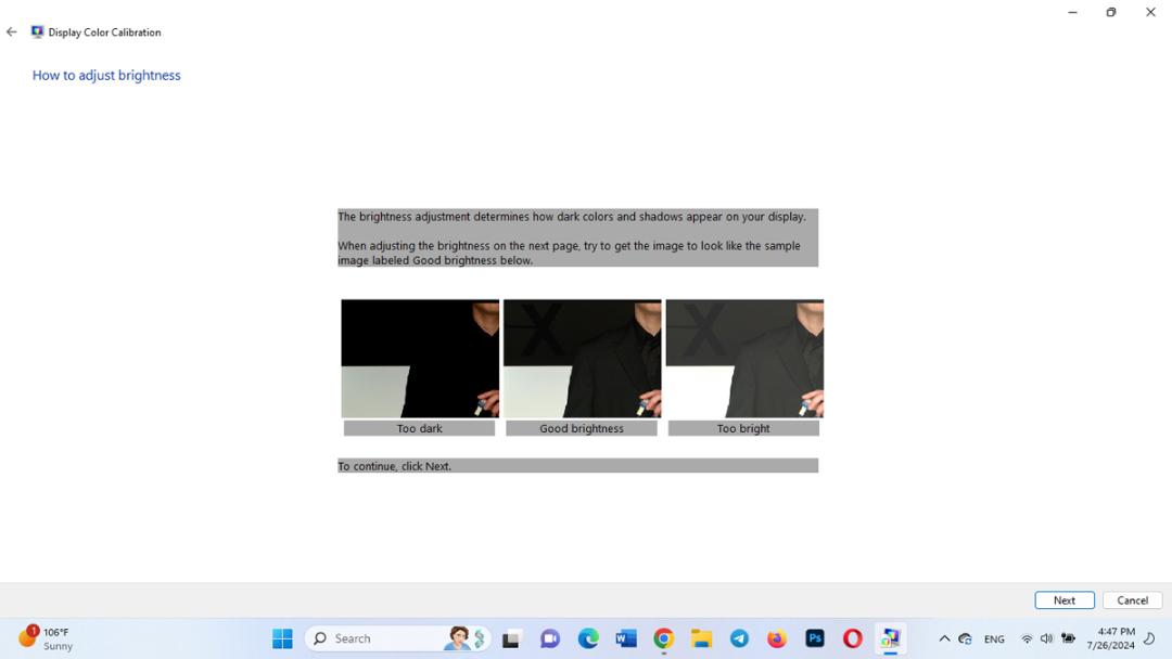 تنظیم روشنایی (brightness) مناسب برای کالیبره کردن مانیتور