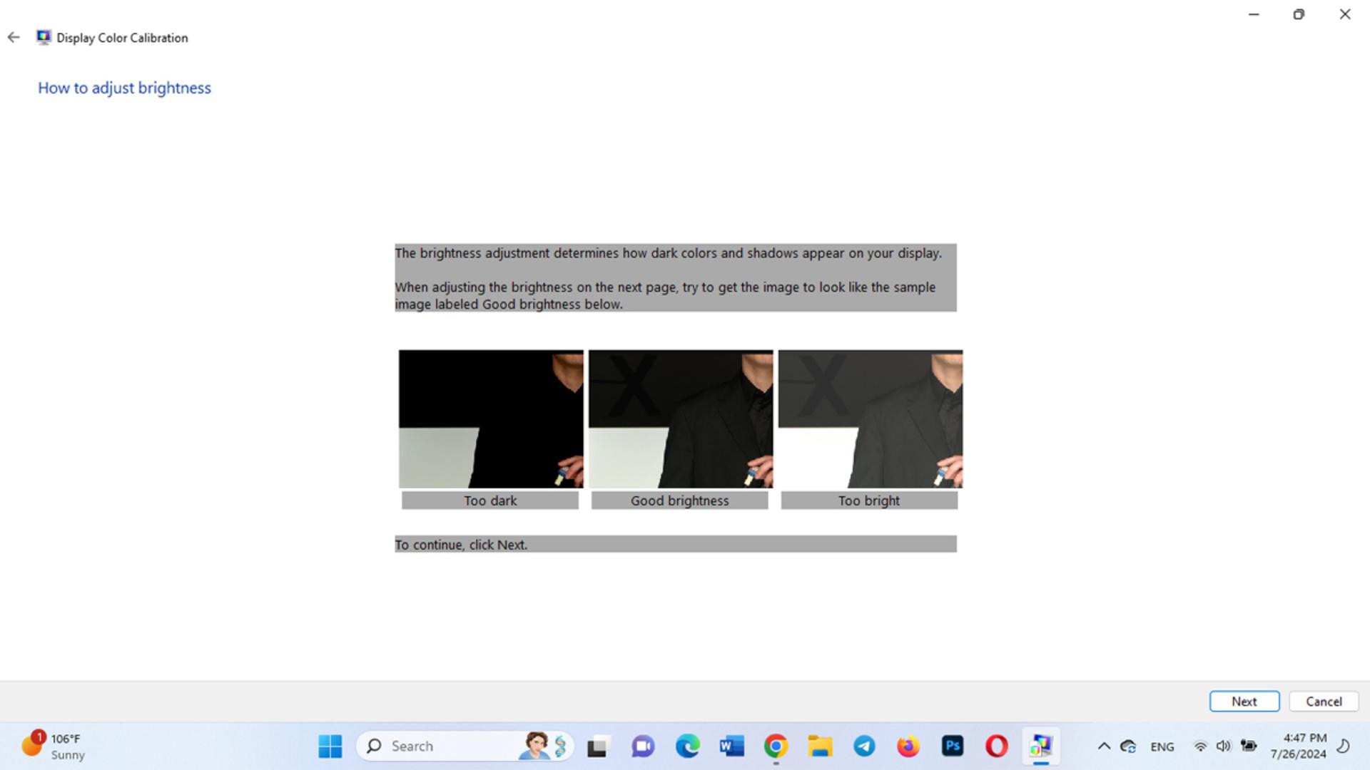 تنظیم روشنایی (brightness) مناسب برای کالیبره کردن مانیتور