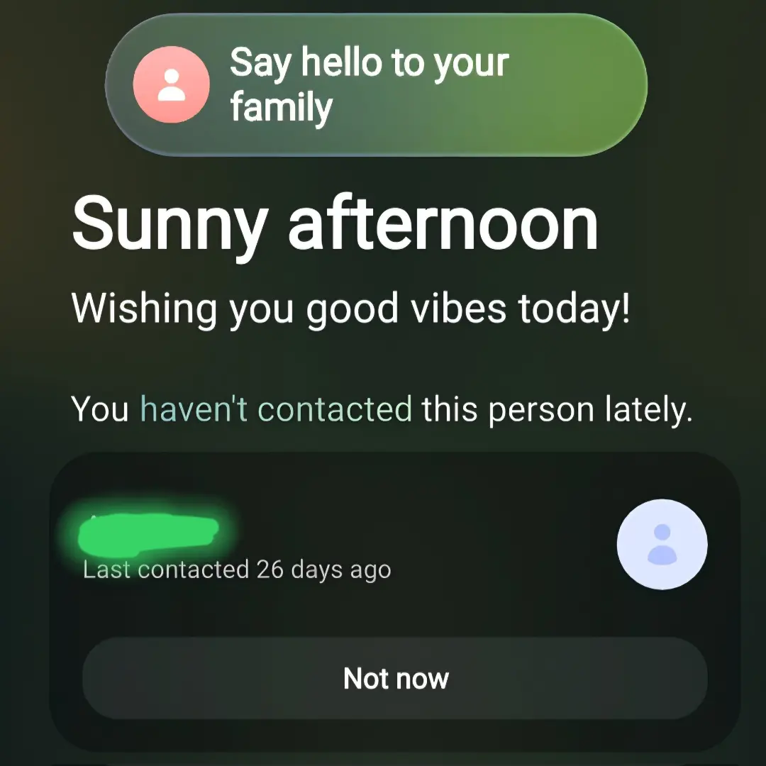 کارت یادآوری تماس با مادر در One UI 8.5