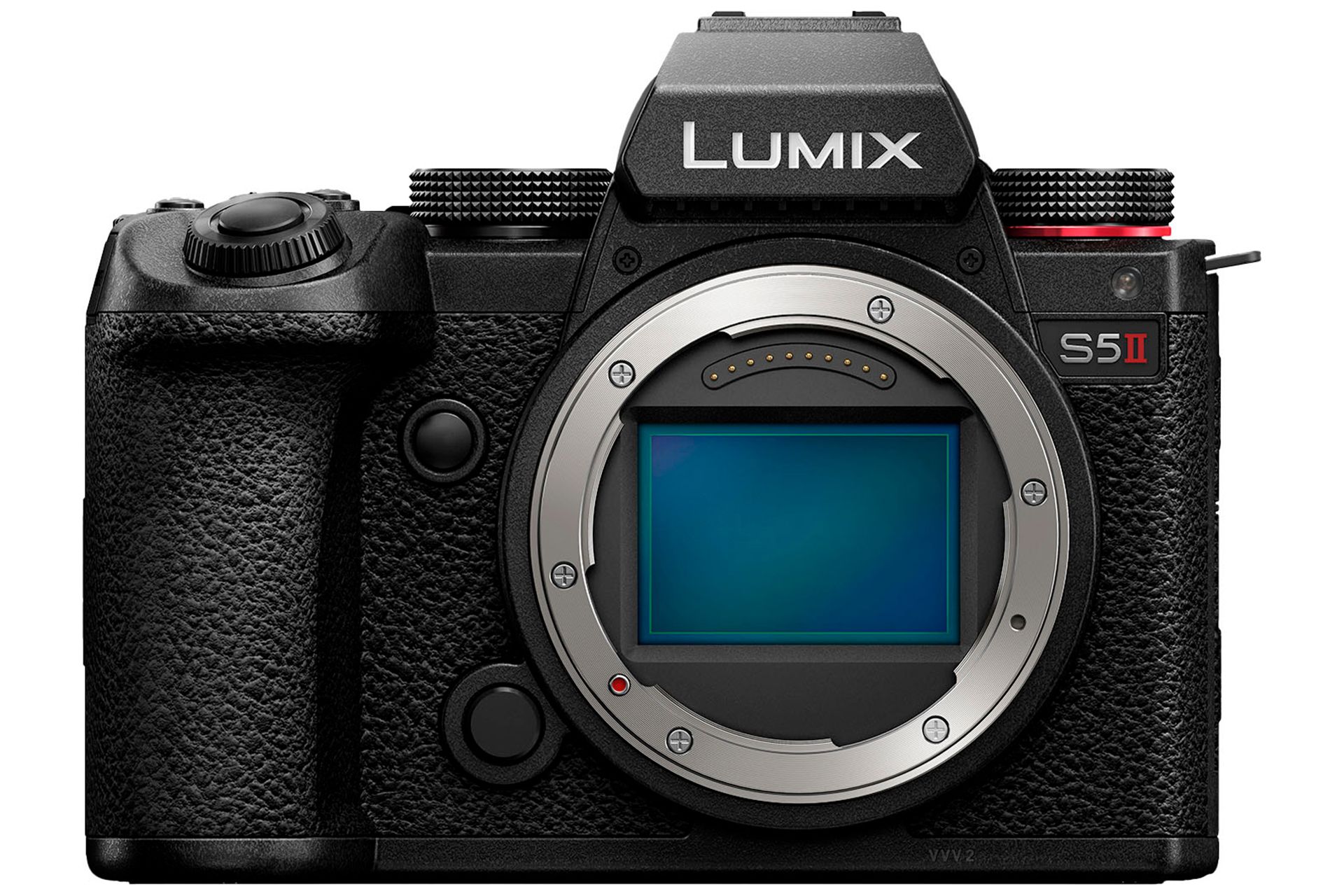 دوربین S5II از رو‌به‌رو بدون لنز