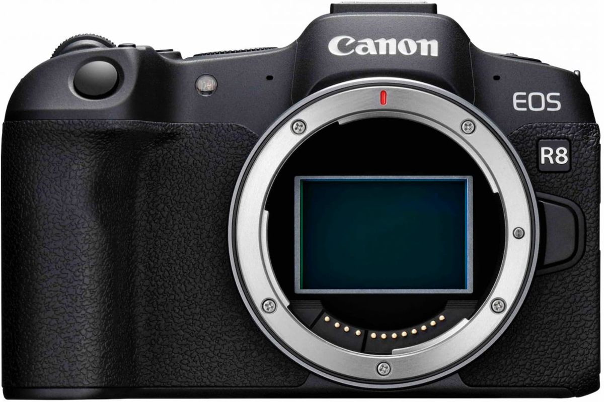 نمای جلو دوربین کانن Canon EOS R8 بدون لنز