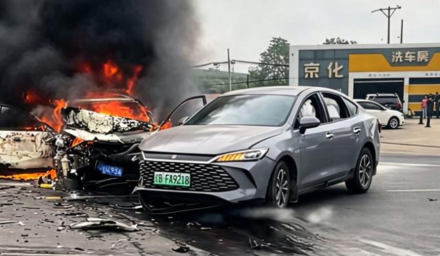 تصادف سنگین مزدا ۳ و BYD Qin L؛ این بار خودرو برقی آتش نگرفت