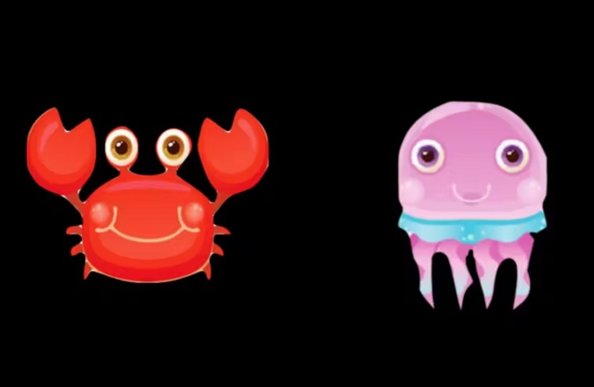 تصویر کارتونی یک عروس دریایی و یک خرچنگ