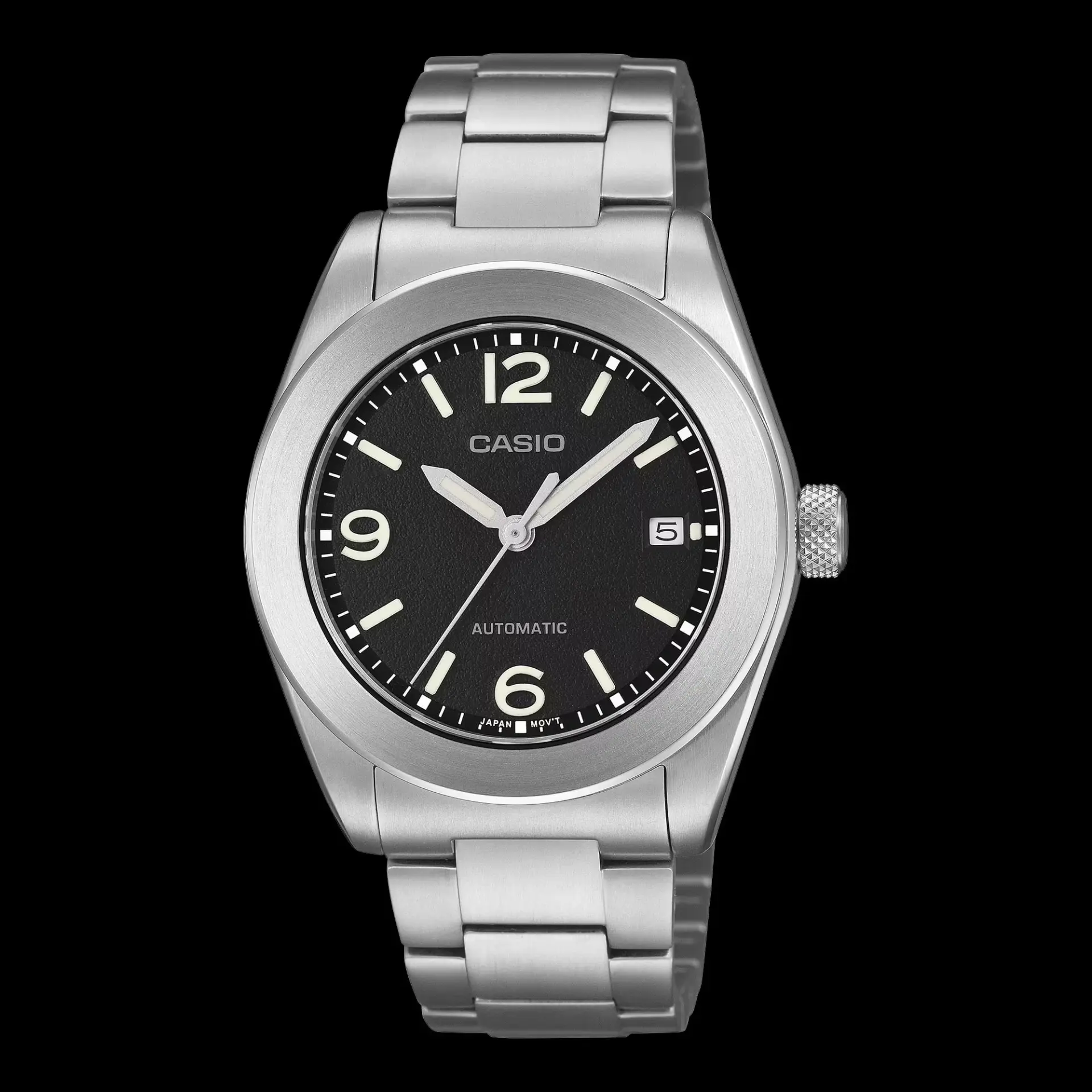 ساعت مچی اتوماتیک کاسیو (Casio) با صفحه مشکی و بند استیل