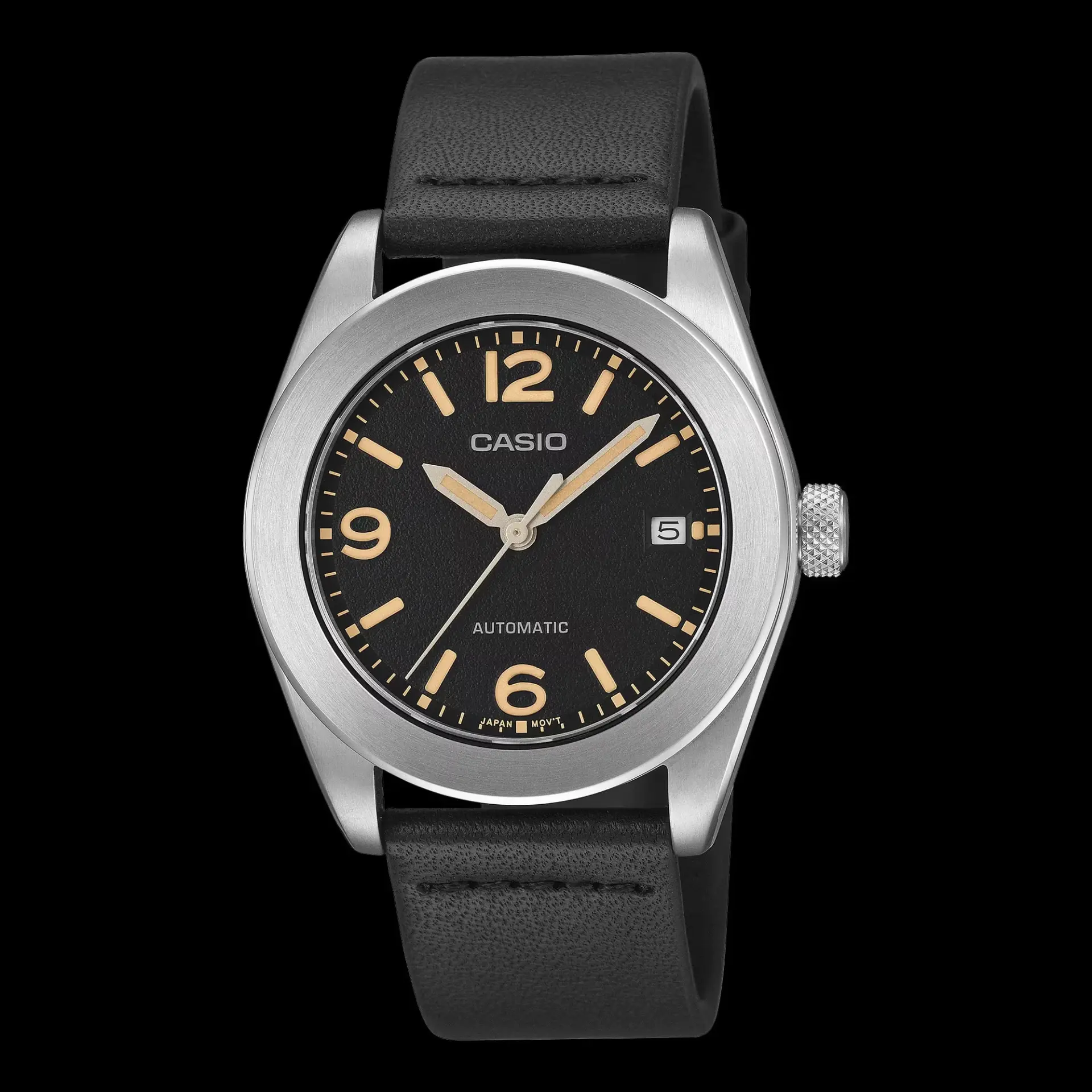 ساعت مچی کاسیو (Casio) مدل CMK100 با صفحه مشکی و بند چرمی