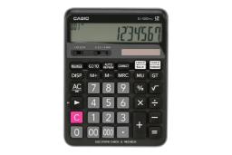 نمای بالای ماشین حساب کاسیو DJ-120D Plus با نمایشگر روشن و نمایش صفحه کلید