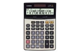 نمای بالای ماشین حساب کاسیو DJ-240D با نمایشگر روشن و نمایش لوگو و صفحه کلید