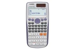 نمای بالای ماشین حساب کاسیو FX-991ES PLUS با نمایشگر روشن و نمایش لوگو و صفحه کلید