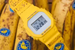 ساعت مچی جی‌شاک (G-Shock) با بند زرد و طرح خال‌خالی موز
