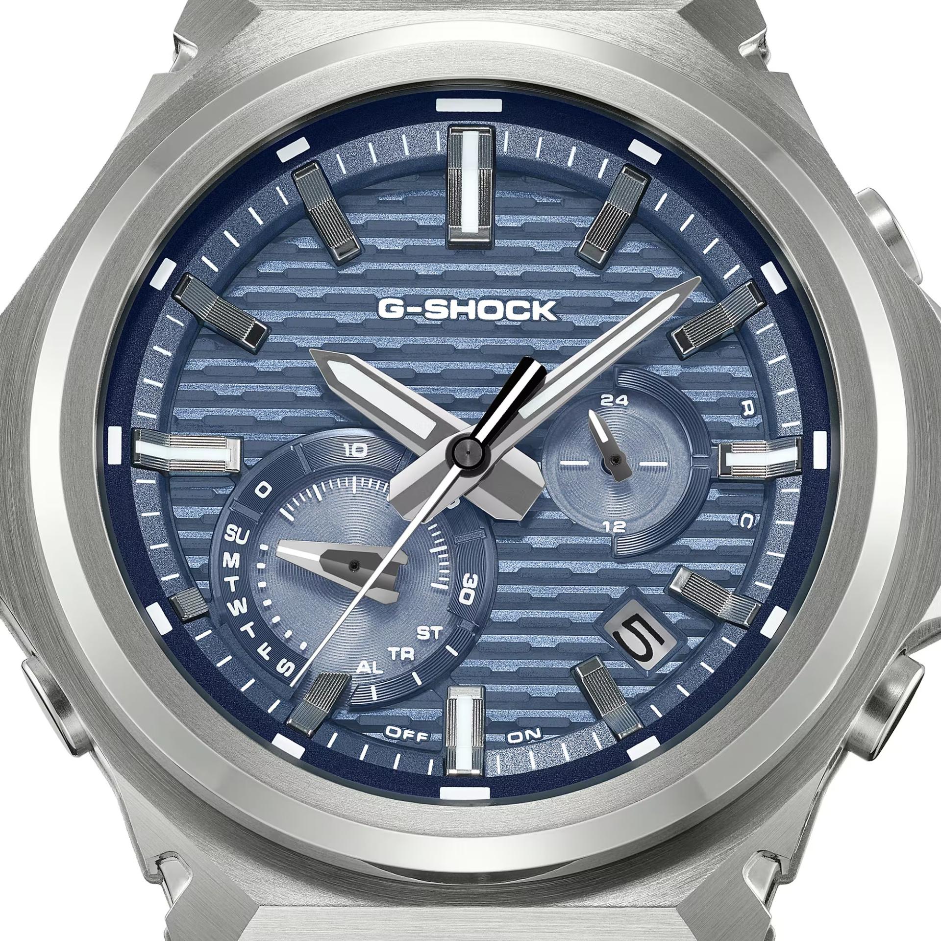 ساعت مچی کاسیو سری جی‌استیل (G-Steel) با صفحه آبی و بدنه استیل