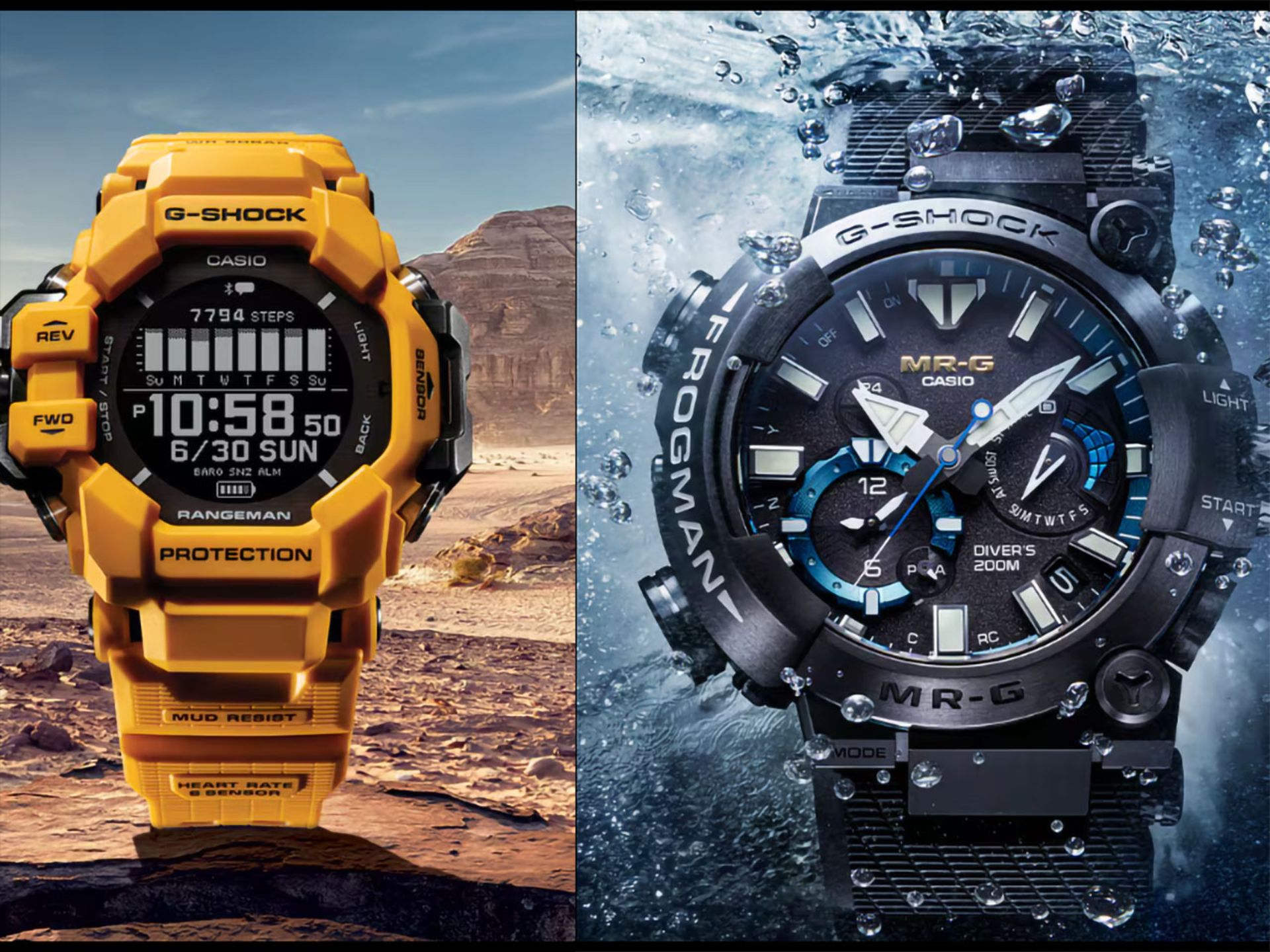 casio-gshock-land-sea-watches-orange-blue-color-front-face