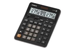 نمای نیمرخ ماشین حساب کاسیو GX-16B با نمایشگر روشن و نمایش صفحه کلید
