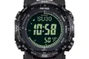 نمای نزدیک ساعت مچی مردانه کاسیو PRO TREK PRW-35Y-1B با نمایشگر روشن و نمایش فریم و لوگو