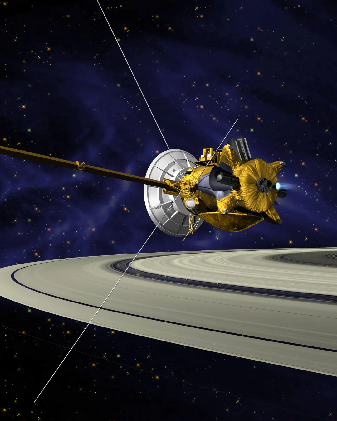 کااسینی (Cassini) در حال انجام مانور ورود به مدار سیاره زحل
