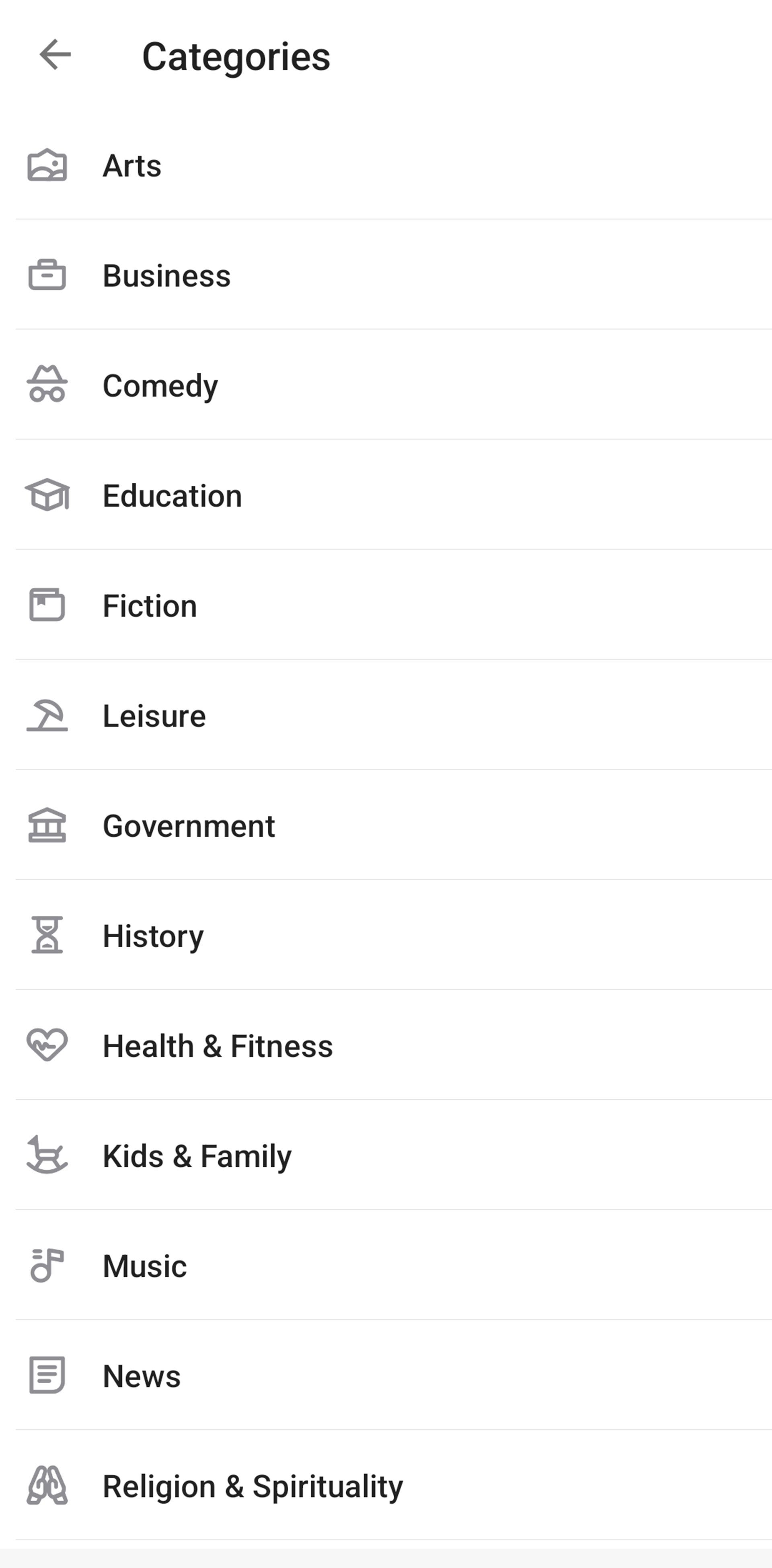 کتگوری های مخلتف پادکستها