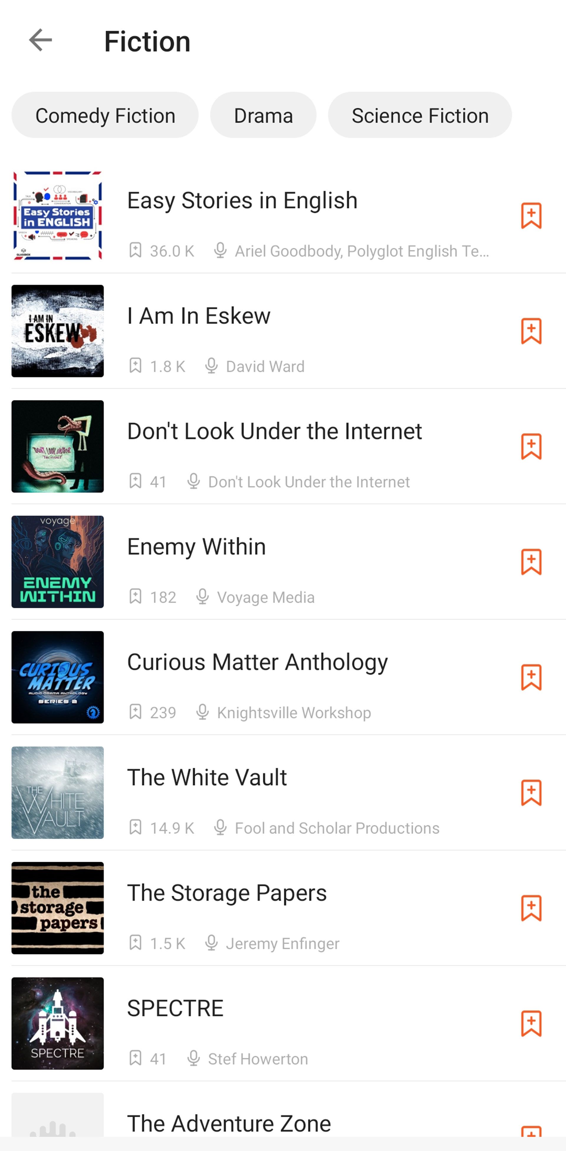 پادکستهای موجود در کتگوری داستانی