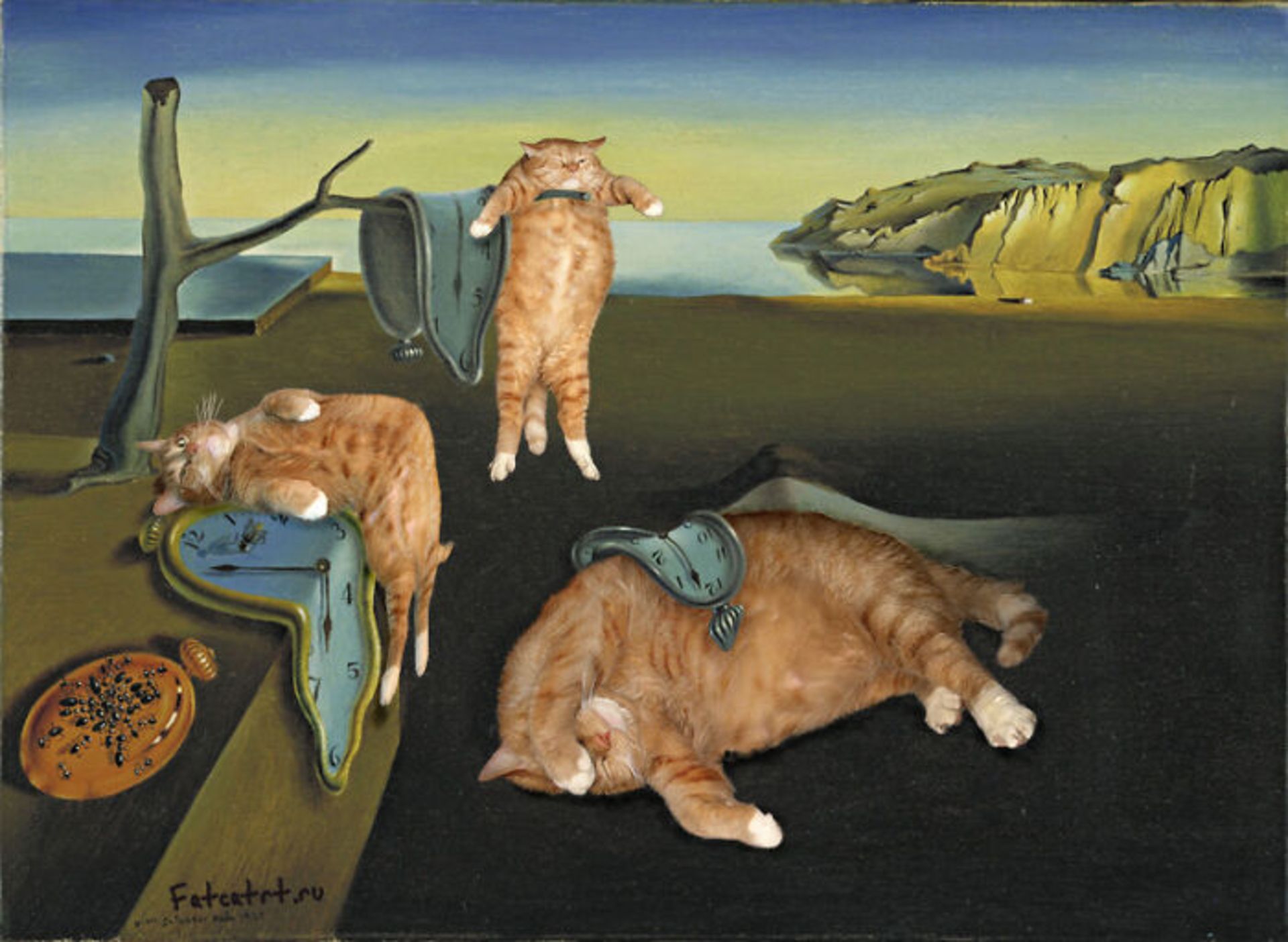 گربه نارنجی در تداوم حافظه اثر سالوادور دالی
