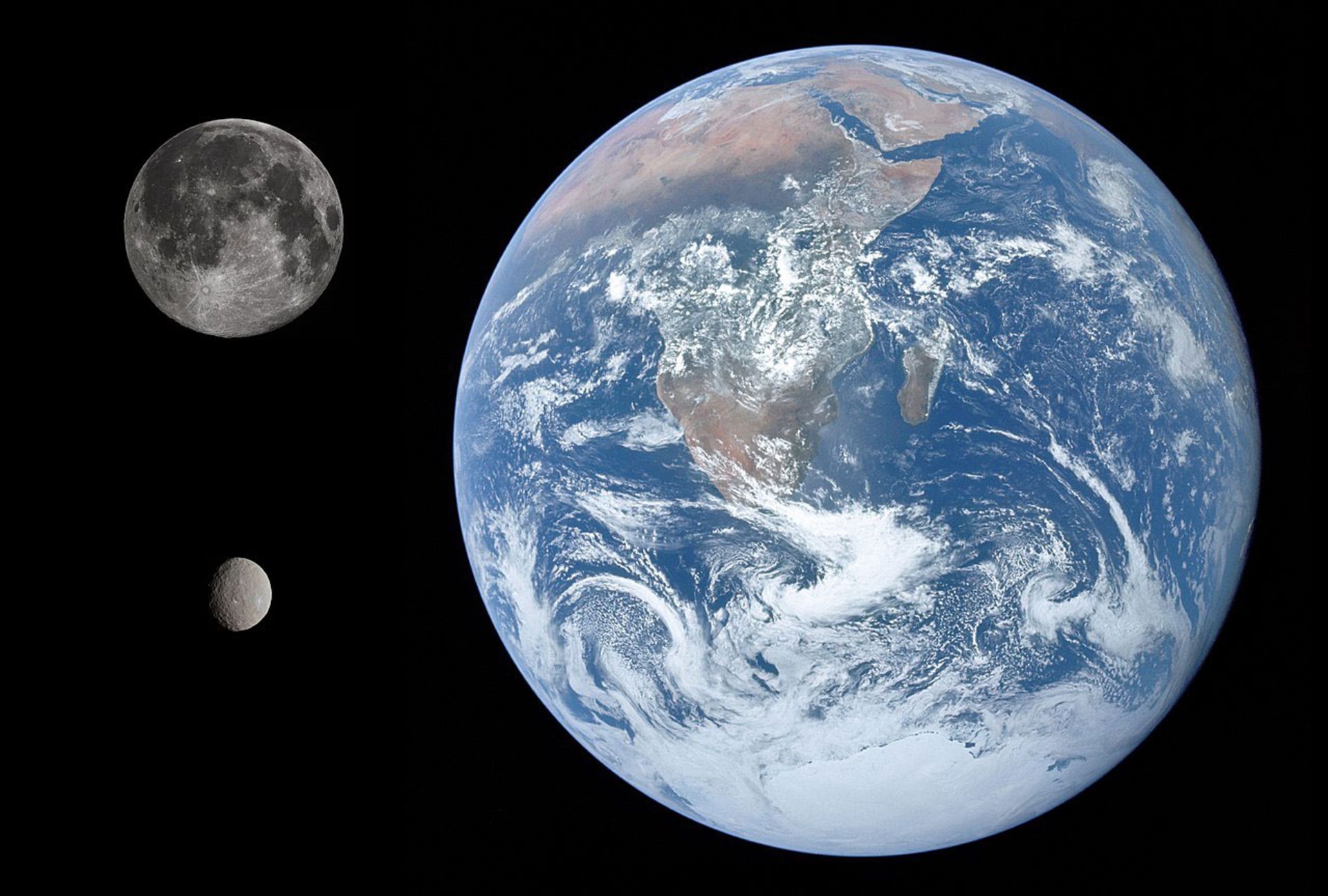 Ceres, Moon and Earth