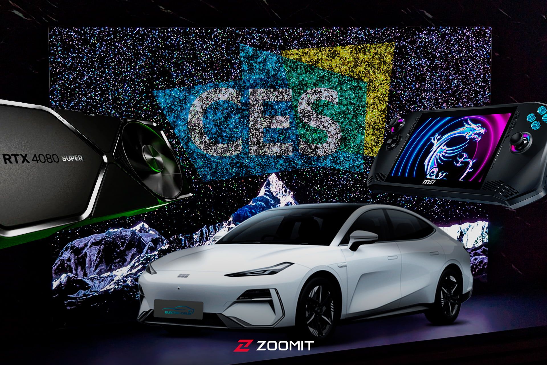 طرحی از تلویزیون شفاف Signature OLED T، خودرو جیلی و کنسول MSI Claw در رویداد CES 2024 